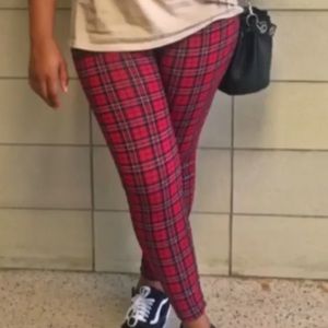 red plaid pants